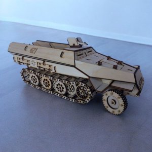 Laser Cut Armored Personnel Carrier 3D Wood Model Vector