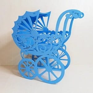 Laser Cut Baby Stroller Flower Basket