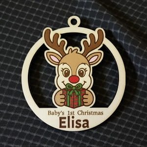 Laser Cut Baby’s First Christmas Reindeer Ornament