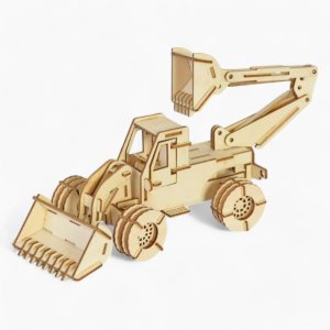 Laser Cut Backhoe Loader 3D Wood Model Puzzle Kit