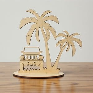 Laser Cut Beach Palm Trees with Jeep Souvenir