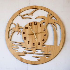 Laser Cut Beach Themed Wooden Wall Clock