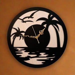 Laser Cut Beach Wall Clock Double Layer Design