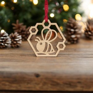 Laser Cut Bee Christmas Tree Ornament Vector