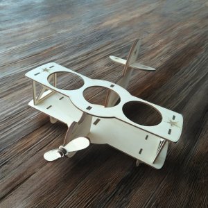 Laser Cut Biplane Wooden Beer Can Holder Vector