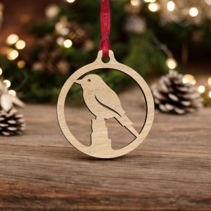 Laser Cut Bird Christmas Bauble Vector