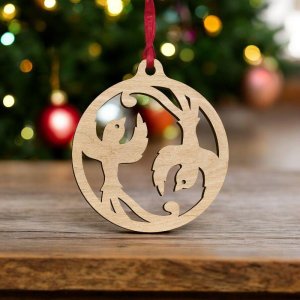 Laser Cut Birds Yin Yang Christmas Ornament Vector