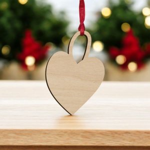 Laser Cut Blank Heart Christmas Tree Ornament Vector