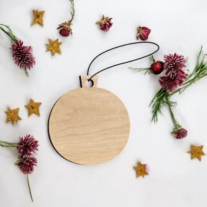 Laser Cut Blank Round Christmas Ornament Hanging Vector