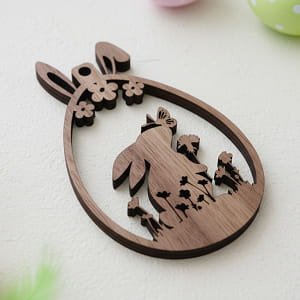 Laser Cut Bunny with Nature Scene Easter Egg Ornament