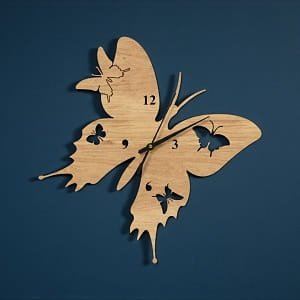 Laser Cut Butterfly Shaped Wall Clock