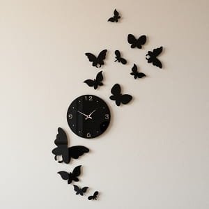 Laser Cut Butterfly Themed Wall Clock for Home Decor