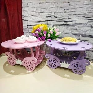 Laser Cut Carriage Shaped Dessert Stand Wooden Cake Stand