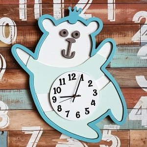 Laser Cut Cartoon Bear Decorative Wall Clock for Kids Room