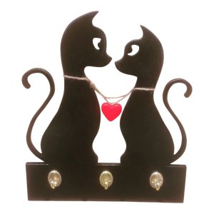 Laser Cut Cat Couple Key Holder Vector