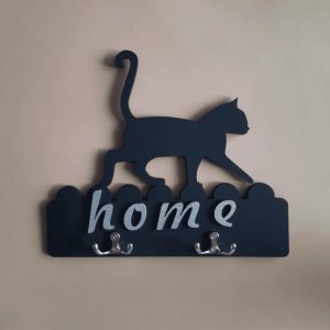 Laser Cut Cat Key Holder for Wall Vector