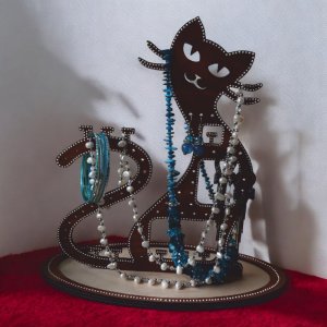 Laser Cut Cat Necklace Earring Jewelry Holder Stand Vector