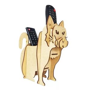 Laser Cut Cat Remote Control Holder with 2 Dividers