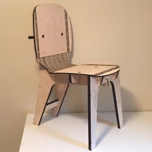 Laser Cut Chair with Living Hinges Vector