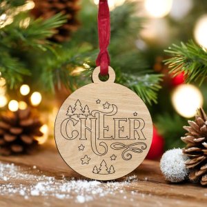 Laser Cut Cheer Christmas Bauble Ornament Vector