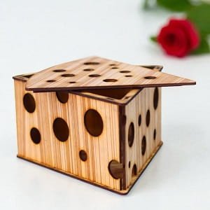 Laser Cut Cheese Shaped Wooden Gift Box