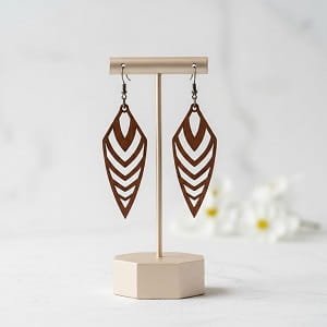 Laser Cut Chevron Feather Dangle Earrings