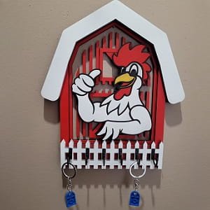 Laser Cut Chicken Barn Wall Key Holder