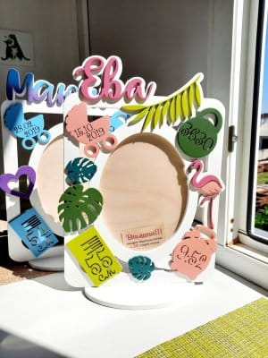 Laser Cut Child Metrica Baby Announcement Photo Frame
