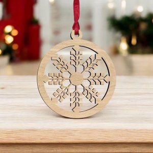 Laser Cut Christmas Ball Ornament with Snowflake Vector