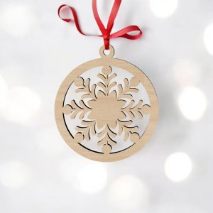 Laser Cut Christmas Ball with Snowflake Vector