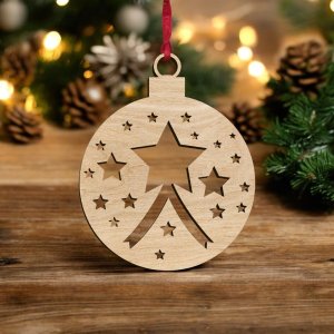 Laser Cut Christmas Ball with Stars Vector