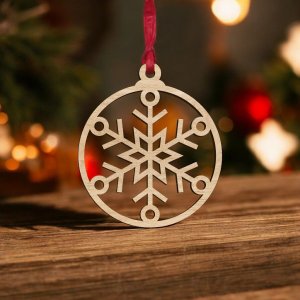 Laser Cut Christmas Bauble Ornament with Snowflake Vector