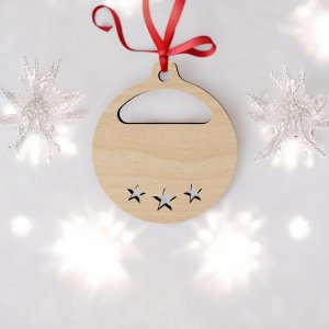 Laser Cut Christmas Bauble with Star Vector