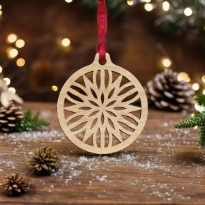 Laser Cut Christmas Bauble with Floral Pattern Vector