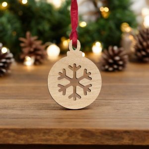 Laser Cut Christmas Bauble with Snowflake Cutout Vector