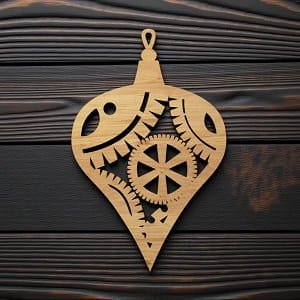 Laser Cut Christmas Bauble with Steampunk Gear and Cog Design