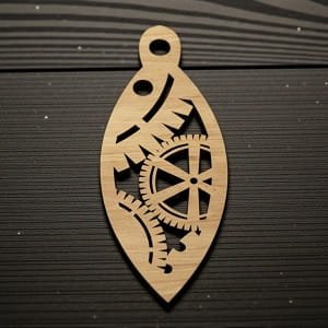Laser Cut Christmas Bulb Ornament with Gears Design