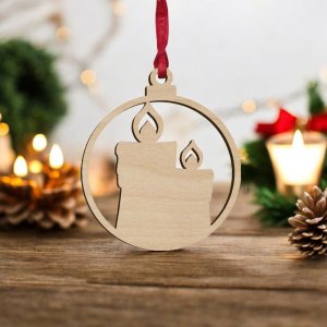 Laser Cut Christmas Candle Bauble Ornament Vector