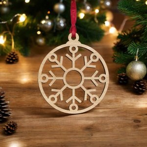 Laser Cut Christmas Decoration with Snowflake Vector