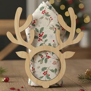 Laser Cut Christmas Deer Antler Napkin Ring