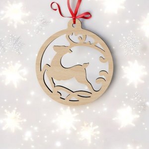 Laser Cut Christmas Deer Bauble Ornament Vector