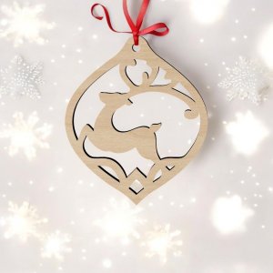 Laser Cut Christmas Deer Bauble Vector