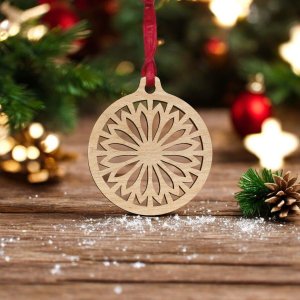 Laser Cut Christmas Floral Snowflake Bauble Vector