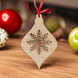 Laser Cut Christmas Ornament Snowflake Bulb Vector