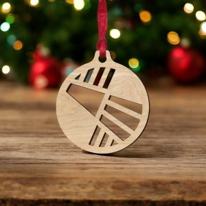Laser Cut Christmas Ornament with Abstract Design Vector