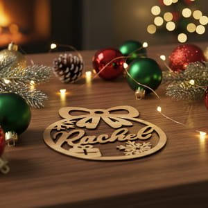 Laser Cut Christmas Ornament with Name Rachel