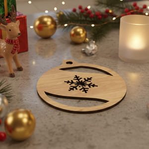 Laser Cut Christmas Ornament with Snowflake Cutout Design