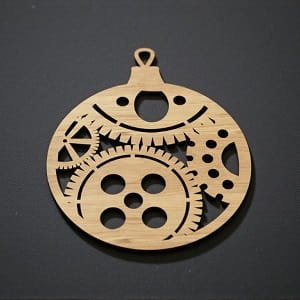 Laser Cut Christmas Ornament with Steampunk Gear Design