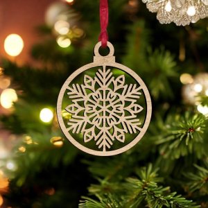 Laser Cut Christmas Snowflake Bauble Ornament Vector