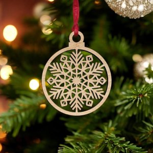 Laser Cut Christmas Snowflake Tree Ornament Vector